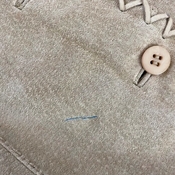 Vtg 90s Y2K Wet Seal Medium Trench Coat Jacket 100% Leather Suede Belted Tan - Picture 6 of 9